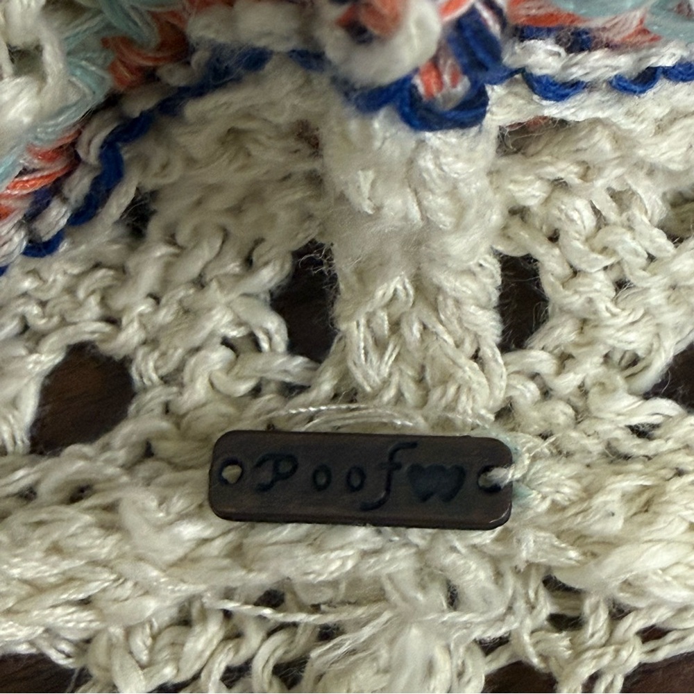 Poof! by Free People Open Knit Fringe Sweater Cream Boho Festival Beach Cover - Picture 9 of 10